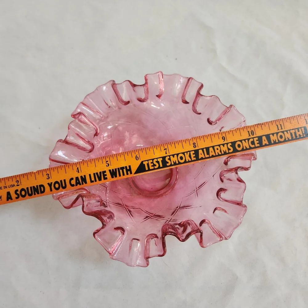 Fenton Cranberry Red Pink Optic Glass Bowl